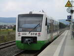 Der STB VT 143 hatte sein Zielbahnhof Grimmenthal,am 01.September 2021,erricht.