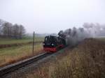 99 4802 mit ordentlich viel Dampf am 20.November 2010 bei Serams.Heizer war ein guter Freund,den ich am Tag noch mehrmals antraf.