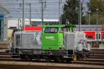 Vossloh-Lok G6(650 114-8)stand am 13.10.2013 einsam und verlassen im  BW Rostock Hbf rum.