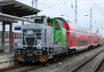 Vossloh-Lok G6(650 114-8)war am 03.11.2013 mit 3xDoppelstockwagen von DB-Regio Nordost im Rostocker Hbf beschftigt.