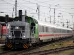 Vossloh-Lok G6(650 114-8)mit IC 2239 von Rostock Hbf nach Leipzig Hbf bei der bereitstellung im Rostocker Hbf.17.01.2014