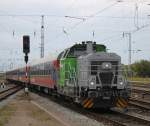 650 114-8 War am 17.08.2014 mit 6xBTE-Wagen im Rostocker Hbf beschftigt.