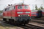 Zur Freude des Fotgrafen lie sie am 25.07.2014 die 218 366-3 im Rostocker Hbf blicken.