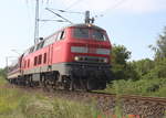 218 473-7 mit Sonderzug der HEL „Rügen-Express“ von Neumünster nach Binz Am Morgen des 13.07.2019 in der Güterumfahrung in Höhe Rostock Hbf.