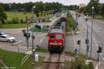 232 379-8 DB Schenker Rail Deutschland AG mit einem Drahtrollenzug aus Brandenburg Altstadt in Premnitz und fuhr in Richtung Rathenow weiter.