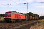 232 571-0 DB Schenker Rail Deutschland AG mit einem E-Wagen Ganzzug aus Brandenburg-Altstadt in Satzkorn und fuhr in Richtung Priort weiter.