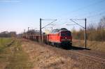 233 662-6 DB Schenker Rail Deutschland AG mit einem E-Wagen Ganzzug in Brandenburg(Havel) und fuhr in Richtung Werder(Havel) weiter.