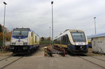 246 007-9 und evb VT 102 am 30.10.2016 in Bremervörde / EVB Betriebshof.