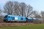 PRESS - 253 015-8 ist am 11.04.2018 auf der EVB Strecke Zeven-Tostedt im Bauzugdienst tätig. Aufgenommen in Tostedt - West.