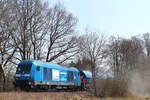 PRESS - 253 015-8 ist am 11.04.2018 auf der EVB Strecke Zeven-Tostedt im Bauzugdienst tätig. Aufgenommen in Tostedt - West.