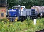 Eine MaK 1206 der RBH ist am 30.08.2010 im Bahnhof Gladbeck-West unterwegs.