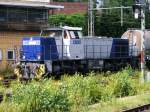 Eine MaK 1206 der RBH ist am 30.08.2010 im Bahnhof Gladbeck-West unterwegs.