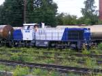 Eine MaK 1206 der RBH ist am 30.08.2010 im Bahnhof Gladbeck-West unterwegs.