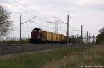 V 100 2335 (213 335-3) NeSA Eisenbahn-Betriebsgesellschaft Neckar-Schwarzwald-Alb mbH mit einem SPENO Bauzug in Vietznitz und fuhr in Richtung Friesack weter.