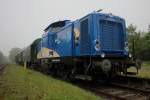 evb Logistik 410 51 am 20.05.2013 im Neuen Farbenkleid im Moorexpress Bahnhof Deinste und Deutsches Feld und Kleinbahnmuseum Deinste e.V.