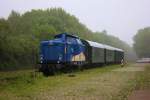 evb Logistik 410 51 am 20.05.2013 im Neuen Farbenkleid im Moorexpress Bahnhof Deinste und Deutsches Feld und Kleinbahnmuseum Deinste e.V.