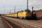 V200 der EGP mit 221 106-8 iat auf dem Weg nach Cuxhaven mit ARS Autotransportwagen.
Hier Fhrt sie Auf die Gterumgeung bei Buchholz(Nordheide) am 14.10.2011