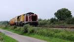 NESA 213 335-3 mit SPENO RR 16 MS-6 Schienenschleifeinheit und Begleitwagen Ausfahrt Husum. Südermarsch 04.09.2021