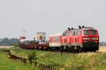 218 363-0 und 379-6 auf dem Weg von Westerland nach Niebüll hier fotografiert am Bü Lehnshallig.