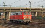 218 104-8 auf ihrer wahrscheinlich letzten Fahrt(man hörte es ordentlich rattern und knacken) Richtung Maschen/Bremen, denn danach wurde sie nicht mehr gesehen.