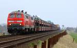 DB 218 340-8 und 397-8 mit dem SyltShuttle nach Westerland festgehalten am Dreieckskoog nahe Klanxbüll.