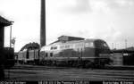 DB 218 103-0 12 Tage nach der Indienststellung im Bw Flensburg, dort war sie 24 Jahre.22.05.1971(DigiScan 041)