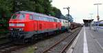 DB 218 390 und RPRS 218 488 auf Rangierfahrt im Bhf Niebüll 28.08.2021