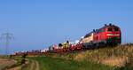 DB 218 390 + RPRS 218 480 mit SyltShuttle nach Niebüll, Wiedingharder Neuer Koog 01.09.2021