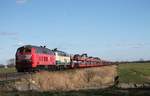 RP 218 402 + 218 460 mit Autozug auf der Rückfahrt nach Westerland/Sylt Bü Triangel 20.03.2020