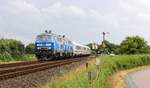 PRESS 218 054 und 055 mit dem IC 2310 aufgenommen am bekannten Signal in Risum-Lindholm am 28.06.2020