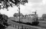 DB V 200 014 + V 200 051 mit D 333 Ausfahrt Flensburg 05.06.1981