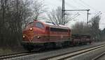 Altmark Rail MY 1149 oder 1227 008-0 mit zwei Kgs-z Wagen beladen mit jeweils einem dreichachsigen Drehgestell(für MX/MY oder CFL 1800) dieselt hier am heutigen Nachmittag durch Schleswig.