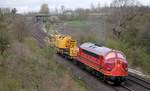 Auf dem Weg zur nchsten Baustelle im Bremer Hauptbahnhof...AMR MY 1155 plus Bauzug aufgenommen in Neuholzkrug bei Flensburg 13.04.2017