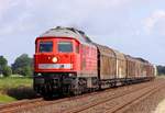 DB 232 117-2 mit EZ 47403 aufgenommen am Bü 55 Epenwörden(km 115,773)zwischen Heide und Itzehoe am 26.07.2015.