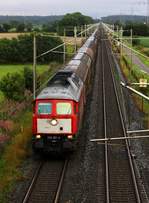 DB 232 201-4 mit dem EZ 47420 nach Esbjerg aufgenommen von der  So da  Brücke bei Lürschau/Schleswig.