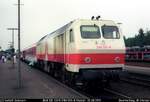 MaK DE1024/240 001-8 vor einem IC, Bhf Niebüll, 31.08.1991(DigiScan 018)