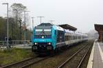 Paribus/NAH-SH/NOB 245 202-7(D-NOB, REV/ FK X/21.10.15) mit der NOB 81752 verlässt hier Niebüll Richtung Westerland/Sylt.