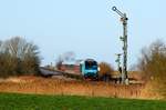 Paribus/NAH.SH/DB 245 203-5 mit einem der letzten Ersatzparks auf dem Weg Richtung Niebüll aufgenommen in Klanxbüll.