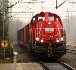 DB 261 034-3 mit dem EK 53367(Neumünster-Flensburg/Weiche Süd)bei der Durchfahrt in Schleswig.