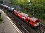 RHC/HGK/BRLL DE 672 oder 266 072-8 mit einem Wascosa KeWa Zug aufgenommen bei der Durchfahrt am 09.05.2015 in Hamburg-Harburg.