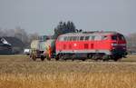 225 088-8 mit Gefahrgut-Kesselwagen 23 RIV 80 DB 736 9 738-1 P Gefahrgut 80/1830 Schwefels�ure zur damaligen Firma Cognis am 20.02.2008.