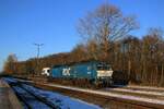 Am Nachmittag von 14 Februar 2026 treft RDC 2700-03 mit ein PKW-Zug von Westerland (Sylt) in Niebüll ein.