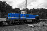Eine etwas andere Bildbearbeitung, mit Schwarzweiß-Farbpop…  Die SPITZKE G 1206-SR-01 / 275 846-4 (92 80 1275 846-4 D-SLG) der SPITZKE SE (Großbeeren), ex XR 01 der SPITZKE RIEBEL