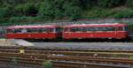 DB 996 248-1 (Uerdingen 1961 ex DB VB 98 2248) und 998 800-7 (WMG 1959 VS 98) abgestellt bei der EVG Linz am Rhein 12.09.2023