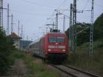 Mein Glck das 101 108,am 21.September 2011,im Abschnitt Rostock-Binz,den IC 2212 Koblenz-Binz zog.Hier bei der Ausfahrt aus Lietzow.