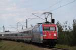 101 118-8(hinten)mit IC 2304 von Nrnberg Hbf nach Rostock Hbf bei der Durchfahrt in Gragetopshof.09.06.2012