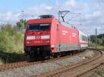 101 103-0 mit IC 2213 von Ostseebad Binz Richtung Stuttgart Hbf bei der Einfahrt im Rostocker Hbf(18.09.10)