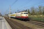 103 222-6 mit ihren Messzug von Stendal nach Rostock Seehafen in Berlin Staaken.