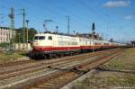 103 184-8 mit dem TEE Rheingold Sonderzug von Ostseebad Binz nach Stuttgart Hbf im Stendaler Hbf.