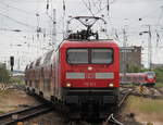 112 103 mit RE5(Rostock-Wünsdorf)bei der Bereitstellung im Rostocker Hbf,17.06.2017